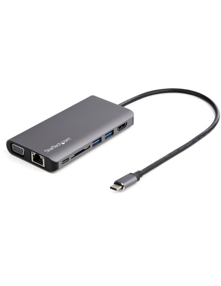 Adaptador Multipuertos USB-C - Mini Docking Station para Viajes con HDMI de 4K o VGA de 1080p - con Hub Ladrón USB 3.0 - PD de 