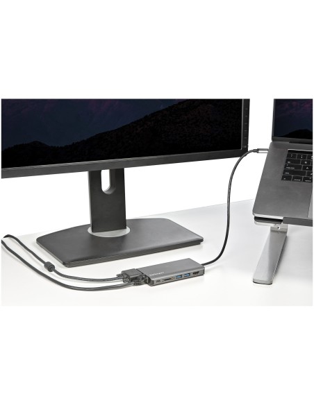 Adaptador Multipuertos USB-C - Mini Docking Station para Viajes con HDMI de 4K o VGA de 1080p - con Hub Ladrón USB 3.0 - PD de 
