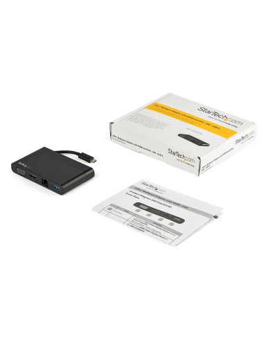 Adaptador Multipuertos USB-C 4K con HDMI, VGA, Ethernet Gigabit y USB 3.0 - Mini Docking Station USB Tipo C de Viajes a HDMI de