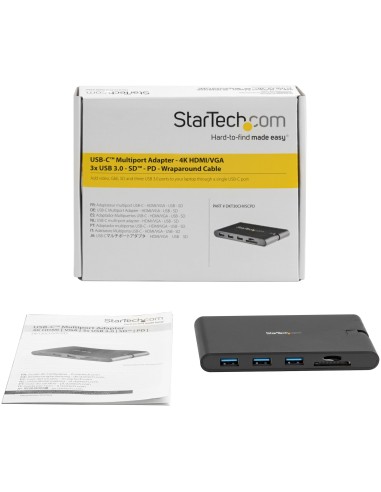 Docking Station USB-C con HDMI y VGA - para Mac y Windows -3x USB 3.0 - SD / micro SD - PD 3.0 - Adaptador USB C a USB 3.0