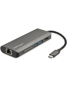 Adaptador Multipuertos USB-C - Docking Station Portátil USB Tipo C a HDMI de 4K - Hub Ladrón USB 3.0 de 2 Puertos - Lector de T