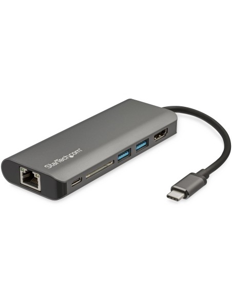 Adaptador Multipuertos USB-C - Docking Station Portátil USB Tipo C a HDMI de 4K - Hub Ladrón USB 3.0 de 2 Puertos - Lector de T