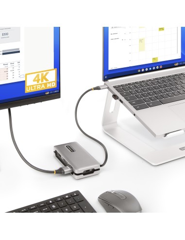 Adaptador Multipuertos USB-C - HDMI 4K a 60Hz VGA - Hub Ladrón USB de 3 Puertos - Power Delivery de Paso de 100W - GbE - Dockin