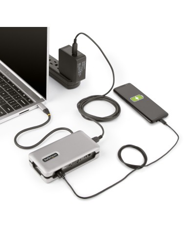 Adaptador Multipuertos USB-C - HDMI 4K a 60Hz VGA - Hub Ladrón USB de 3 Puertos - Power Delivery de Paso de 100W - GbE - Dockin