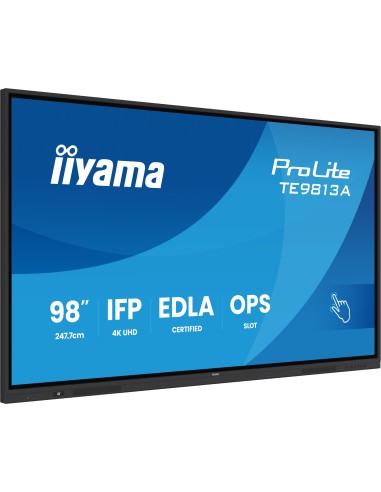 TE9813A-B2AG pantalla de señalización Diseño de quiosco 2,48 m (97.5") Wifi 500 cd / m² 4K Ultra HD Negro Pantalla táctil Proces