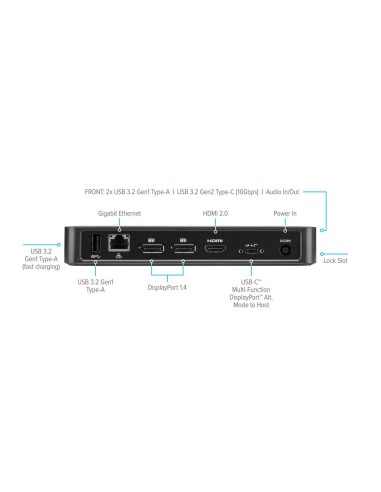 DOCK430EUZ base para portátil y replicador de puertos Alámbrico Negro