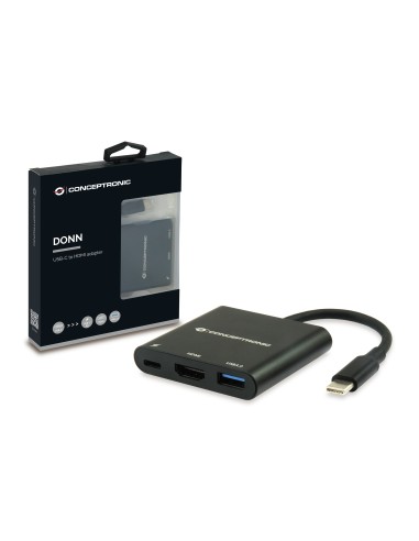 DONN01B base para portátil y replicador de puertos USB 3.2 Gen 1 (3.1 Gen 1) Type-C Negro