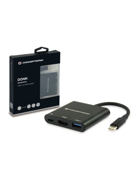 DONN01B base para portátil y replicador de puertos USB 3.2 Gen 1 (3.1 Gen 1) Type-C Negro