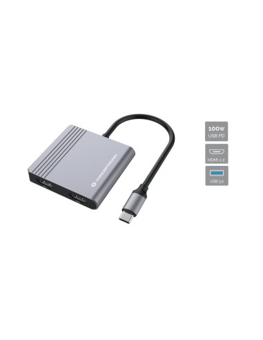 DONN13G base para portátil y replicador de puertos Alámbrico USB 3.2 Gen 1 (3.1 Gen 1) Type-C Gris