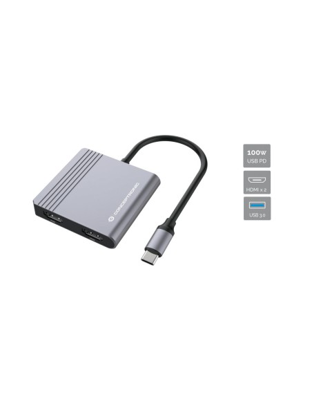 DONN13G base para portátil y replicador de puertos Alámbrico USB 3.2 Gen 1 (3.1 Gen 1) Type-C Gris