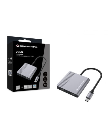 DONN13G base para portátil y replicador de puertos Alámbrico USB 3.2 Gen 1 (3.1 Gen 1) Type-C Gris