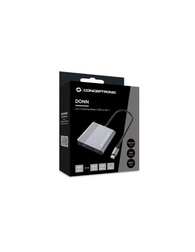 DONN13G base para portátil y replicador de puertos Alámbrico USB 3.2 Gen 1 (3.1 Gen 1) Type-C Gris