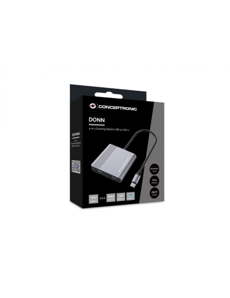 DONN13G base para portátil y replicador de puertos Alámbrico USB 3.2 Gen 1 (3.1 Gen 1) Type-C Gris