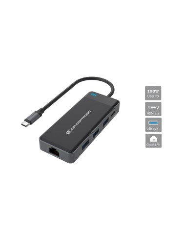 DONN14G base para portátil y replicador de puertos Alámbrico USB 3.2 Gen 1 (3.1 Gen 1) Type-C Gris