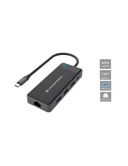 DONN14G base para portátil y replicador de puertos Alámbrico USB 3.2 Gen 1 (3.1 Gen 1) Type-C Gris