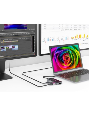 DONN14G base para portátil y replicador de puertos Alámbrico USB 3.2 Gen 1 (3.1 Gen 1) Type-C Gris