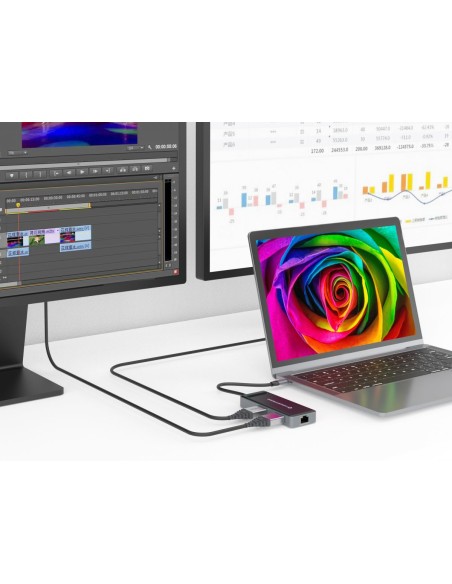 DONN14G base para portátil y replicador de puertos Alámbrico USB 3.2 Gen 1 (3.1 Gen 1) Type-C Gris