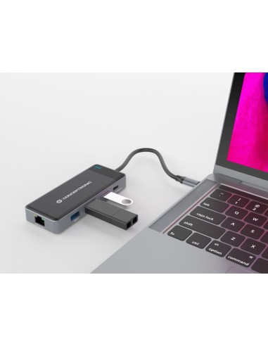 DONN14G base para portátil y replicador de puertos Alámbrico USB 3.2 Gen 1 (3.1 Gen 1) Type-C Gris