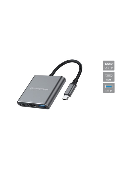 DONN18G base para portátil y replicador de puertos Alámbrico USB 3.2 Gen 1 (3.1 Gen 1) Type-C Gris