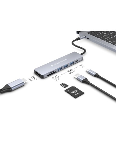 DONN19G base para portátil y replicador de puertos Alámbrico USB 3.2 Gen 1 (3.1 Gen 1) Type-C Gris