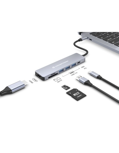 DONN19G base para portátil y replicador de puertos Alámbrico USB 3.2 Gen 1 (3.1 Gen 1) Type-C Gris