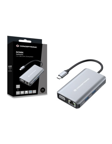 DONN21G base para portátil y replicador de puertos Alámbrico USB 3.2 Gen 1 (3.1 Gen 1) Type-C Gris