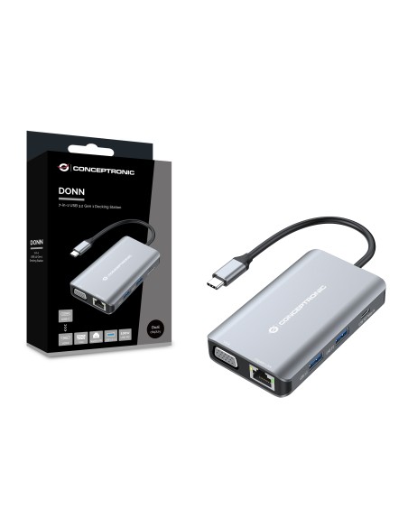 DONN21G base para portátil y replicador de puertos Alámbrico USB 3.2 Gen 1 (3.1 Gen 1) Type-C Gris