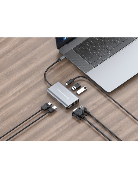 DONN21G base para portátil y replicador de puertos Alámbrico USB 3.2 Gen 1 (3.1 Gen 1) Type-C Gris