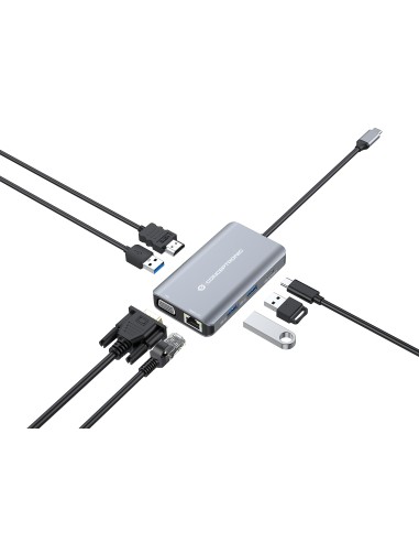 DONN21G base para portátil y replicador de puertos Alámbrico USB 3.2 Gen 1 (3.1 Gen 1) Type-C Gris