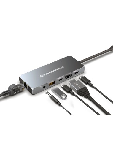 DONN22G base para portátil y replicador de puertos Alámbrico USB 3.2 Gen 2 (3.1 Gen 2) Type-C Gris