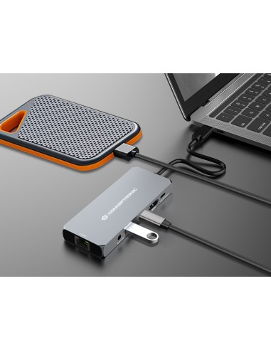 DONN22G base para portátil y replicador de puertos Alámbrico USB 3.2 Gen 2 (3.1 Gen 2) Type-C Gris