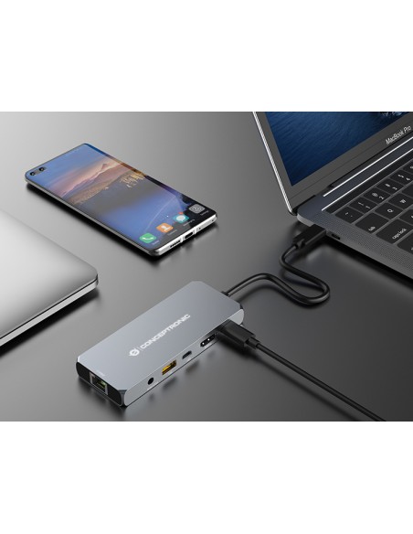 DONN22G base para portátil y replicador de puertos Alámbrico USB 3.2 Gen 2 (3.1 Gen 2) Type-C Gris