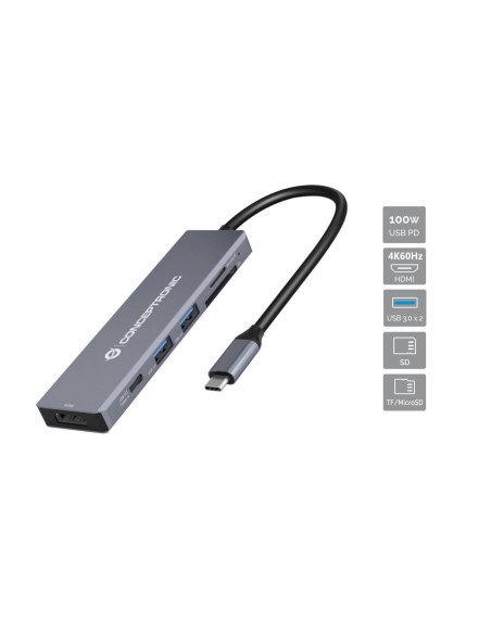 DONN23G base para portátil y replicador de puertos Alámbrico USB 3.2 Gen 1 (3.1 Gen 1) Type-C Gris