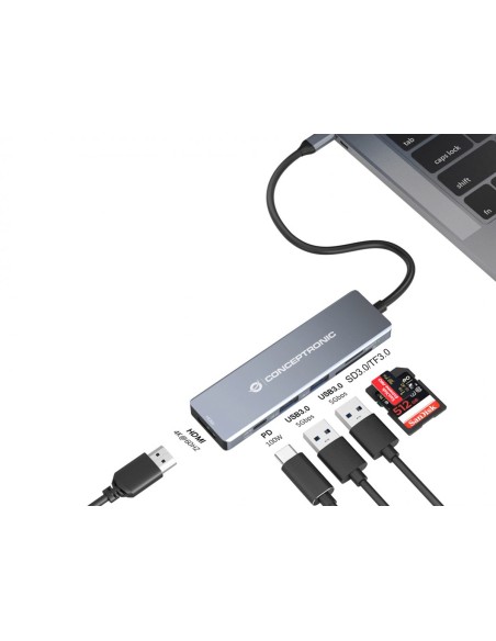 DONN23G base para portátil y replicador de puertos Alámbrico USB 3.2 Gen 1 (3.1 Gen 1) Type-C Gris