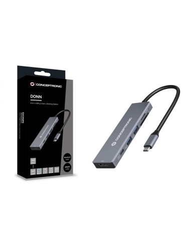 DONN23G base para portátil y replicador de puertos Alámbrico USB 3.2 Gen 1 (3.1 Gen 1) Type-C Gris