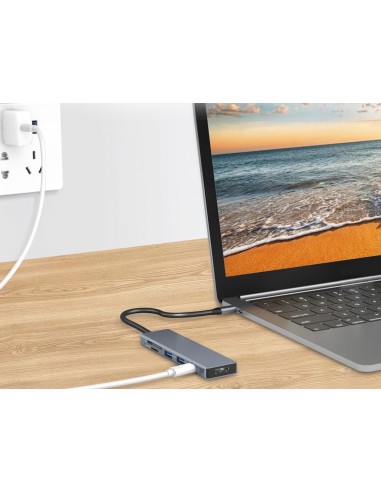 DONN23G base para portátil y replicador de puertos Alámbrico USB 3.2 Gen 1 (3.1 Gen 1) Type-C Gris