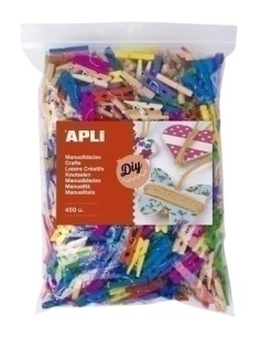PINZAS APLI MADERA COLORES B/450