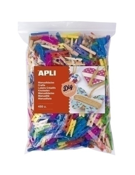 PINZAS APLI MADERA COLORES B/450