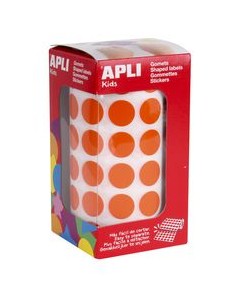 ROLLO GOMETS REDONDO NARANJA AUTOADHESIVOS 15MM