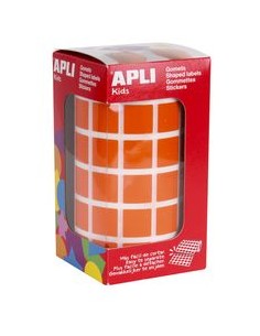 ROLLO GOMETS CUADRADOS NARANJA AUTOADHESIVOS 15MM