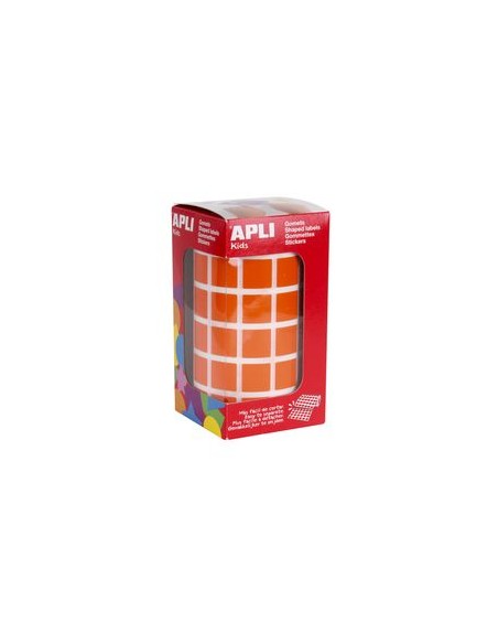 ROLLO GOMETS CUADRADOS NARANJA AUTOADHESIVOS 15MM