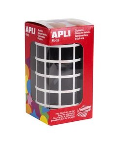 ROLLO GOMETS CUADRADOS NEGRO AUTOADHESIVOS 15MM