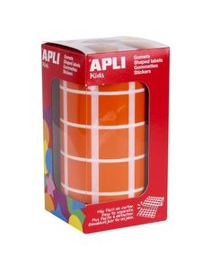 ROLLO GOMETS CUADRADOS NARANJA AUTOADHESIVOS 20MM