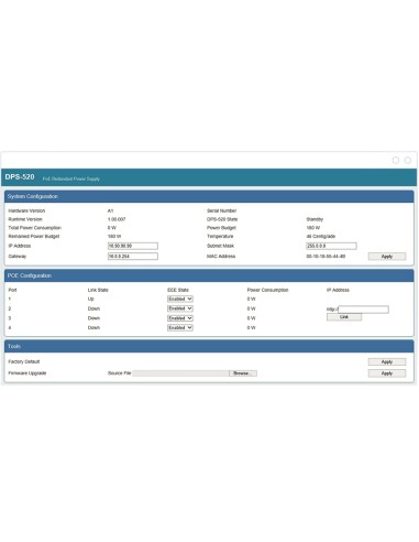 DPS-520 adaptador e inyector de PoE Ethernet rápido, Gigabit Ethernet