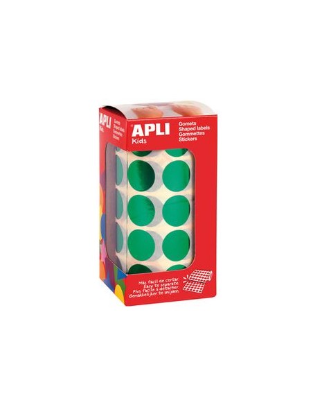 ROLLO GOMETS REDONDO VERDE METALIZADO AUTOADHESIVOS 20MM