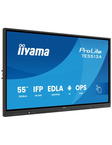 TE5513A-B2AG pantalla de señalización Panel plano interactivo 138,7 cm (54.6") Wifi 500 cd / m² 4K Ultra HD Negro Pantalla tácti