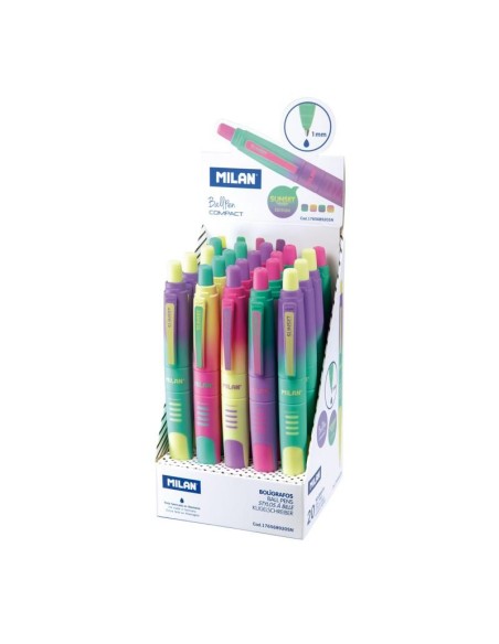 MILAN BOLÍGRAFO COMPACT SUNSET TINTA AZUL COLORES SURTIDOS CAJA EXPOSITORA -20U-
