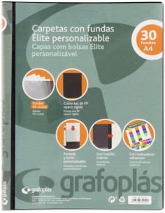 Carpeta personalizable A4 30 fundas soldadas color negro Elite