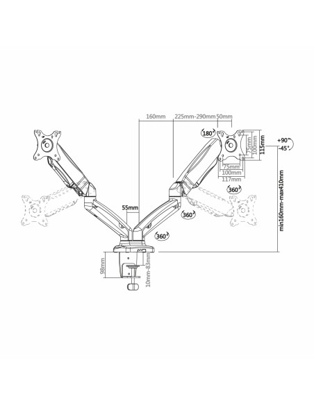 DT27TSR-045 soporte para monitor 81,3 cm (32") Negro Escritorio