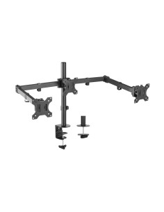 Soporte De Mesa Eco Giratorio E Inclinable Para 3 Monitores 7kg (3 Pivotes, 2 Brazos) De 13-27, Negro